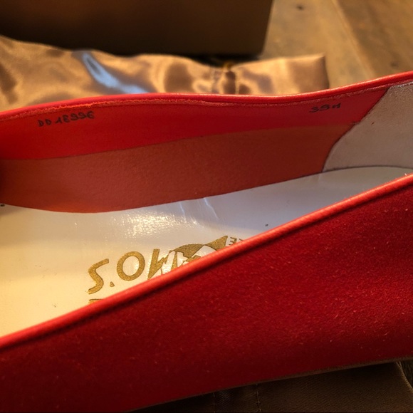 $SOLD$ SALVATORE FERRAGAMO Suede Tie Flats - Picture 6 of 8